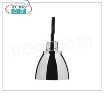 TECHNOCHEF - Lámpara Calefactora Infrarrojos en Cobre Cromado, Mod.NC25 LÁMPARA DE CALEFACCIÓN regulable en altura, portalámparas de COBRE CROMADO diámetro 225 mm, luz ROJA, V.230/1, L.250, Peso 1,25 Kg.