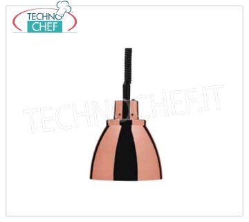 TECHNOCHEF - Lámpara de infrarrojos de cobre, Mod.NR25 LÁMPARA DE CALEFACCIÓN regulable en altura, portalámparas de COBRE diámetro 225 mm., luz ROJA, V.230/1, W.250, Peso 1,25 Kg.