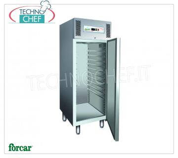 Vitrina Pastelera Congelador-Congelador, 737 lt., INOX 304, Temp.-10°/-22°C, CLASE D, mod. PA800BT Armario Congelador para Pasteles, 1 Puerta, INOX 304, Profesional, marca FORCAR, lt.737, Temp.-10°/-22°C, ECOLÓGICO en CLASE D, Ventilado Gas R290, Bandejas Pasteleros mm 600x400, V.230 /1, Kw.0,7, Peso 152 Kg, dim.mm.740x990x2010h