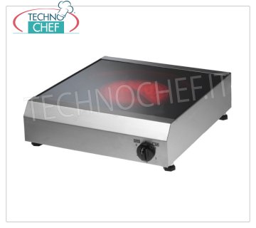 TECHNOCHEF - Placa Vitrocerámica Lisa, 1 Zona, Ø 31 cm, Mod.PC40/1 Encimera vitrocerámica lisa, 1 zona de cocción Ø 31 cm, V.400 / 3+N, Kw.3,4, Peso 12 Kg, dim.mm.370x440x110h