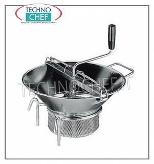 pasapurés Molino de acero, manual, diámetro 37 cm, disco suministrado con los agujeros de 3 mm