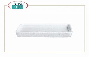 Fuente de horno rectangular acanalada, baja, en porcelana, dimensiones 40x30 cm, altura 4 cm