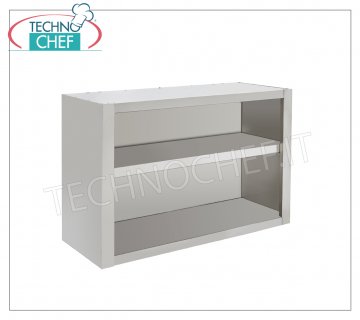 Mueble alto abierto de acero inoxidable con balda intermedia Mueble alto abierto de acero inoxidable con balda intermedia regulable, dimensiones mm.600x400x650h