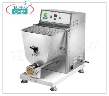 FIMAR - MÁQUINA PROFESIONAL PARA PASTA FRESCA EXTRUIDA, depósito de 3,5 Kg - mod.PF40E Máquina para pasta fresca con boca extrusora refrigerada por agua, capacidad depósito 3,5 Kg, rendimiento horario 13 Kg/h, completa con CORTADOR, V.400/3+N, Kw.0,75, Peso 35 Kg, dim.mm.307x594x525h