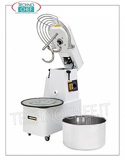 BATIDORA ESPIRAL 12 Kg, con cabezal elevable y cubeta extraible, MEZCLADOR DE ESPIRAL 12 Kg, con cabezal elevable y cuba extraíble de 16 lt, completo de varilla partidora, temporizador y ruedas, V.400/3, Kw.0,75, Peso Kg.71,5, dim.mm.385x670x725h