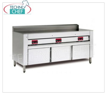 Cocedor ELÉCTRICO con PLACA DE ACERO, versión sobre ARMARIO, Cocina eléctrica piadina, versión con soporte mueble, con placa de acero 600x600 para 4 piadinas, V 380/3+N, kw 4,00, dim. exterior mm 650x730x960h
