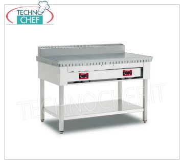 Cocedor ELÉCTRICO con PLACA DE ACERO, Versión con Patas con Balda Inferior, Cocina eléctrica piadina, versión sobre patas con balda inferior, con placa de acero 600x600 para 4 piadinas, V 380/3+N, kw 4,00, dim. exterior mm 650x730x960h
