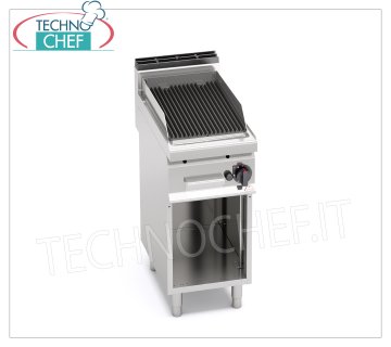 TECHNOCHEF - PARRILLA DE PIEDRA DE LAVA A GAS, 1 módulo sobre MUEBLE ABIERTO, Mod.PLG40M/G GRILL DE PIEDRA DE LAVA A GAS, BERTOS, Línea MACROS 700, Serie COMFORT POWER, 1 módulo sobre MUEBLE ABIERTO con ZONA DE COCCIÓN 350x515 mm, potencia térmica 6,9 kW, peso 48 Kg, dim.400x700x900h mm