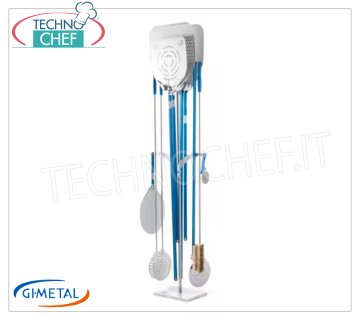 Gi-Metal - Pala, espátula y portaescobillas con base de mármol, 10 plazas - mod.AC-PPFD Porta palas autoportante con base de mármol, capacidad para 4 palas con mango hasta 150 cm y 4 soportes para espátula y brocha, dim.cm.57x25x183h