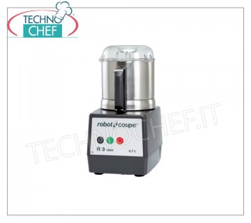 Cutter de mesa R3-1500, capacidad depósito 3,7 lt, marca ROBOT COUPE, profesional Mesa CUTTER R3-1500, marca ROBOT COUPE, con CUBO extraíble de ACERO INOXIDABLE de 3,7 litros, Velocidad 1.500 rpm, V. 230/1, Kw 0,65, Peso 10 Kg, dimensiones 210x320x400h mm