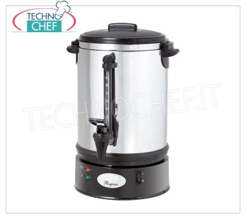 Technochef - MÁQUINA DE CAFÉ AMERICANA lt.6, Mod.REG-4 Cafetera americana en acero inoxidable, capacidad lt.6.8, volumen máximo: 48 tazas, V.230 / 1, Kw.0.11, Peso 4 Kg, diámetro mm.220x420h.