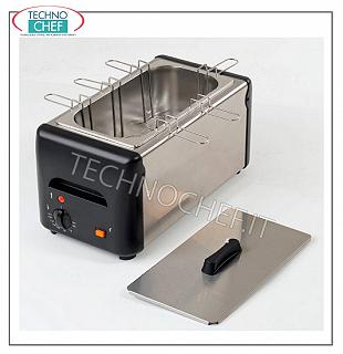 cocina de huevo banco de cocina de huevo, con baño Gastro-Norm 1/3 y 6 cestas numerados, la capacidad de un máximo de 10 huevos, termostato de seguridad, V.230 / 1, 1,2 Kw, Peso 4,5 Kg, dim. mm externo. 215x430x255h