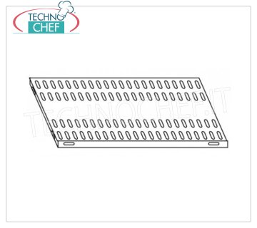 TECHNOCHEF - Estante de acero inoxidable 304 para estantes, 60x30 cm, Mod. 706030 Estante ranurado para estanterías en acero inoxidable AISI 304 con montaje de gancho o perno, acabado brillante, bordes redondeados, grosor 8/10, capacidad 100 Kg, dimensiones 60x30 cm