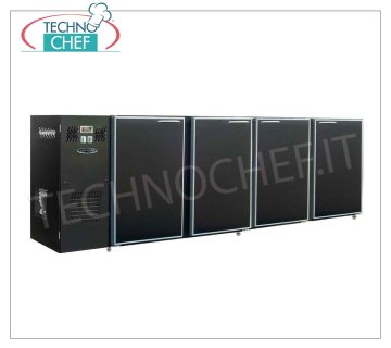 mesas refrigeradas para bares multiuso refrigerado de nuevo contador, 4 puertas ciegas skinplate, ventilado, temp. + 2 ° a + 8 °, V 230/1, 4,23 kW, dim. mm 2400x540x850h.