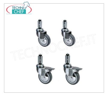 Technochef - Kit de ruedas de acero inoxidable Kit de ruedas de acero inoxidable, capacidad 50 kg cada una, para estufas Cod.SP6050L - SP6050LMIR