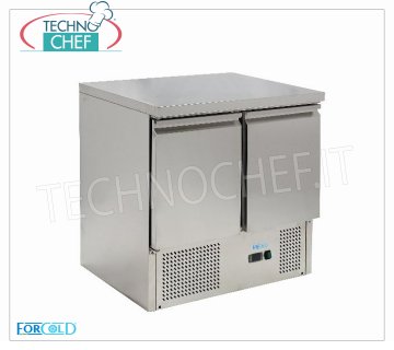 Forcold - Frigorífico / Mesa Refrigerada 2 Puertas, Temp. + 2 ° / + 8 ° C, lt.240, Estático, Clase E, mod.G-S901-FC Mesa Refrigerada 2 Puertas, Profesional, capacidad 240 lt, Temperatura + 2 ° / + 8 ° C, Refrigeración Estática, Gastro-Norm 1/1, ECOLÓGICO en Clase E, Gas R600a, V.230 / 1, Kw.0,235, Peso 65 Kg, dim.mm.900x700x850h