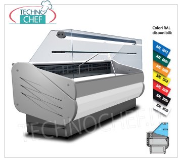 FRIGORÍFICO DE EXPOSICIÓN CON TAPA PROFUNDA cm 56, CRISTAL RECTO, SEMIVENTILADO, Temp.3°/+5°C MOSTRADOR EXPOSITOR REFRIGERADO, línea SALINA 80, semiventilado, temperatura + 3 ° / + 5 ° C, versión con CRISTAL RECTO, superficie de exhibición de 56 cm de profundidad, completo con RESERVA REFRIGERADA, V.230 / 1, Kw.0,712, Peso 125 Kg, dim.mm.1040x900x1262h