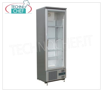 Technochef - REFRIGERADOR para BEBIDAS, 1 Puerta, Estático, Temp.+2°/+8°C, lt.307, Clase B, Mod.G-SC300GSS Frigorífico profesional para bebidas, estructura de acero inoxidable, 1 puerta de cristal, Estático, temperatura +2°/+8°C, capacidad 307 litros, Clase B, iluminación LED, completo con 4 rejillas, V.230/1 , Kw.0, 17, Peso 85 Kg, dim.mm.600x520x1880h