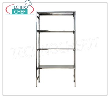 TECHNOCHEF - Estante de acero inoxidable, módulo con 4 estantes lisos, PROFUNDO 30 cm, ALTURA 180 cm. Estantería de acero inoxidable 304 pulido con 4 estantes lisos, capacidad global de 4x100 Kg, montaje con gancho, módulo de 60x30x180h cm