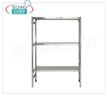 TECHNOCHEF - Estante de acero inoxidable, módulo con 3 estantes ranurados, 40 cm de profundidad, 150 cm de altura. Estantería de acero inoxidable 304 Brillante con 3 estantes ranurados, Capacidad global 3x135 Kg, montaje con gancho, módulo 60x40x150h cm