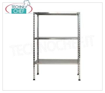 TECHNOCHEF - Estante de acero inoxidable, módulo con 3 estantes ranurados, 30 cm de profundidad, 150 cm de altura. Estantería modular de acero inoxidable 304 con 3 estantes ranurados, capacidad global 3x100 Kg, montaje con perno, módulo 60x30x150h cm