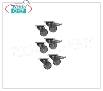 Kit 6 ruedas (3 con freno)