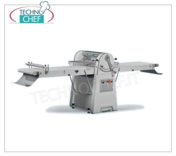 LAVADORA para PASTELERÍA CON CINTAS 120x60 cm, Mesas extraíbles, mod. SF-600-120 Laminadora de masa pastelera profesional con CINTURONES-ALFOMBRAS 1200x600 mm equipada con FLOUR UNDER-TOP y COLECTOR DE MASA, mesas DESMONTABLES, rodillos de LAMINACIÓN de 600 mm regulables de 0 a 35 mm, Peso Kg 211, kw 0,75, tamaño abierto mm 2780x1010x1160h
