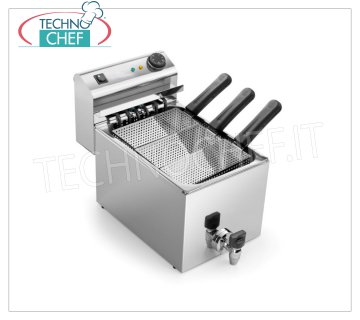 COCINA DE PASTA ELÉCTRICA con TANQUE DE 8.0 lt Encimera eléctrica de encimera, lt. 8.0, completo con 3 cestas y grifo de drenaje del lavabo delantero, V 380/3 + N, Kw 6.00, Peso 11 Kg, dim.mm.270x525x360 h.