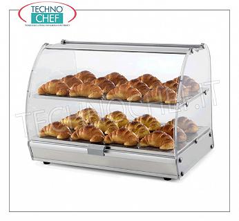 Mostradores de mostrador DISPLAY SHOWCASE NEUTRA con 2 PISOS (1 GN superior mm.530x356), ESTRUCTURA DE ALUMINIO y PLEXIGLASS transparente en 4 lados, puertas abatibles en los 2 lados, Peso Kg.13, dim.mm.550x405x425h