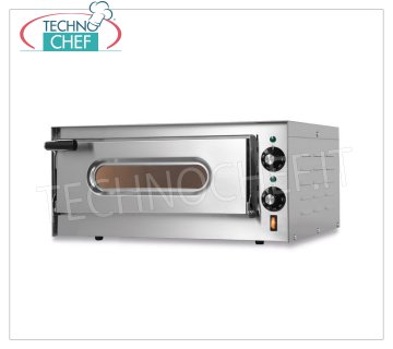 Horno eléctrico para 1 pizza, cámara de 41 x 36 cm, mandos mecánicos, mod. G PEQUEÑA Horno de pizza eléctrico para 1 PIZZA diámetro 330 mm, 1 CÁMARA mm 410x360x110h con tapa refractaria, V 230/1 , Kw 1,6, dimensiones externas mm 550x430x255h