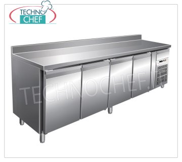 Forcar-Frigorífico Mesa 4 Puertas Con Protector, Temp.-2°/+8°C, lt.449, Ventilada, Clase C, G-SNACK4200TN Mesa Refrigerada 4 PUERTAS con salpicadero y cajón neutro, Profesional, Línea SNACK, temp.-2°/+8°C, capacidad 449 litros, refrigeración ventilada, ECOLÓGICA en Clase C, Gas R290, V.230/1, Kw. 0,26, Peso 160 Kg, dim.mm.2230x600x860/960h