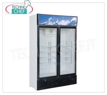 Forcar- Vitrina Refrigerada para Bebidas, 2 puertas, lt.620, Estática, Temp.+2°/+8°C, Clase C, mod.G-SNACK638L2TNG Armario Frigorífico para Bebidas, Profesional, 2 puertas de cristal, lt.620, Temp.+2°/+8°C, Estático, Gas R600a, Clase C, V.230/1, Kw.0,25, Peso 130 Kg, dim.mm.1198x530x1880h