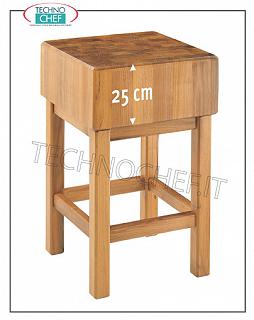 Tacos de Carnicero en madera de Acacia de 25 cm de espesor con Pedestal Ceppo Carne en madera de Acacia espesor 25 cm, sobre Pedestal, dimensiones mm 350x350x900h