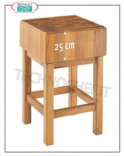 Tacos de carnicero en madera de Acacia de 25 cm de espesor con pedestal Bloque para carne de madera de Acacia, espesor 25 cm, sobre pedestal, dimensiones 350x350x900h mm