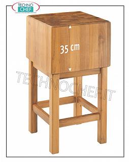 Bloques de carnicero en madera de acacia de 35 cm de espesor con pedestal Bloque de carne de carnicero de madera con pedestal