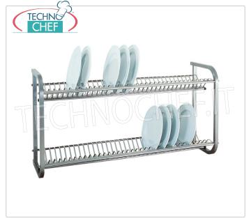 Escurridor de platos de acero inoxidable con 2 estantes Estante escurridor de platos en acero inoxidable 18/8 pulido, con 2 estantes, dim.mm.1040x300x550h