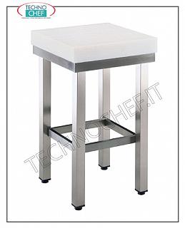 Bloques de Carnicero de Polietileno de 5 cm de espesor con pedestal de acero inoxidable Bloque de carne en polietileno, de 5 cm de espesor, sobre pedestal de acero inoxidable, dimensiones 500x500x900h mm