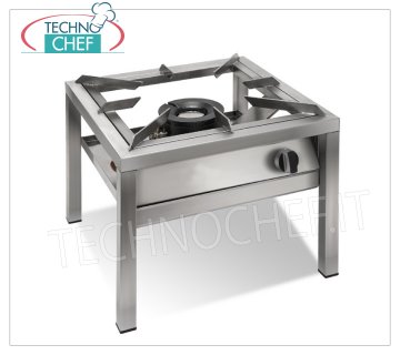 Technochef - Estufa de gas de suelo profesional, 1 fuego de 20 kW, mod.SP6050LMIR Estufa de gas profesional de suelo en acero inoxidable, con 1 fuego de 20,00 kW, peso 22,5, dim.mm.600x600x500h