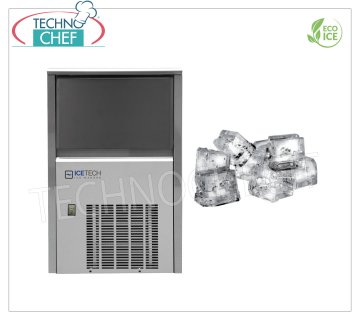 ICETECH - MÁQUINA DE HIELO en CUBOS COMPLETOS, Rendimiento 22-24 Kg / 24 horas, DEPÓSITO 6 Kg, Profesional, mod.SS25 Máquina de cubitos de hielo completa, rendimiento 22 Kg / 24 horas, almacenamiento de 6 Kg, exterior de acero inoxidable, refrigeración por aire, Gas R290, V.230 / 1, Kw.0.36, peso Kg.32, dim.mm.350x475x595h