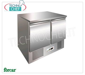 Forcar - Tavolo Congelante-Freezer 2 Porte, lt.240, Temp. -12°/-18°C, Clase D, GAS R290, mod.G-SS45BT Congelador de mesa-Congelador 2 puertas, Profesional, capacidad lt.240, temp. -12°/-18°C, Gastronorm 1/1, con Ventilador para Uniformar la Temperatura, ECOLÓGICO en Clase D, Gas 290, V.230/1, Kw.0,26, Peso 86 Kg,dim.mm.943x700x850h