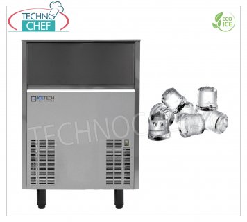 ICETECH - MÁQUINA DE HIELO en CUBOS COMPLETOS, Rendimiento 62-65 Kg / 24 horas, ALMACENAJE 30 Kg, Profesional, mod.SS60 Máquina de cubitos de hielo completa, rendimiento 62 Kg / 24 horas, almacenamiento 30 Kg, exterior acero inoxidable, refrigerada por aire, Gas R290, V.230/1, Kw.0.46, peso Kg.54, dim.mm 515x645x840h