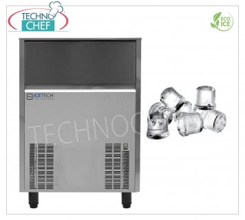 ICETECH - MÁQUINA DE HIELO en CUBOS COMPLETOS, Rendimiento 82-86 Kg / 24 horas, DEPÓSITO 40 Kg, Profesional, mod.SS80 Máquina de cubitos de hielo completa, rendimiento 82 Kg / 24 horas, almacenamiento de 40 Kg, exterior de acero inoxidable, refrigeración por aire, Gas R290, V.230 / 1, Kw.0.72, peso Kg.62, dim.mm 645x645x870h