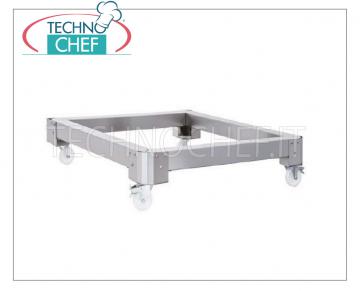 TECHNOCHEF - Soporte de acero inoxidable, versión baja, mod. SBC / 40 Soporte de acero inoxidable completo con 4 ruedas (2 con freno) versión baja para 3 hornos túnel superpuestos Mod.C / 40, Peso 14 Kg, dim.mm.600x865x300h