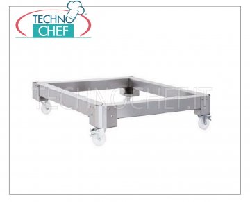 TECHNOCHEF - Soporte de soporte Inox de soporte bajo, Mod.SBC / 50 Soporte de acero inoxidable completo con 4 ruedas (2 con freno) versión baja para 3 hornos túnel superpuestos Mod.C / 50, peso 23 Kg, dim.mm.850x1040x270h