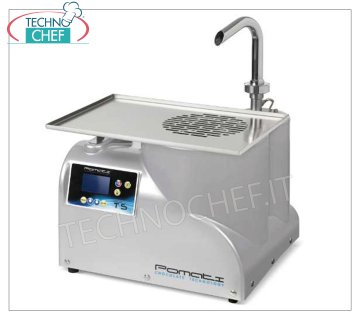 POMATI - Atemperadora continua para chocolate con depósito de 5,0 lt - Refrigeración por aire frío, mod. T5 Atemperadora continua para chocolate con DEPÓSITO de 5,00 l - Calentado y Termostato, INVERSO para descarga de chocolate, refrigeración por aire frío, V 230/1, Kw 0,4, dimensiones 48x45x39h cm