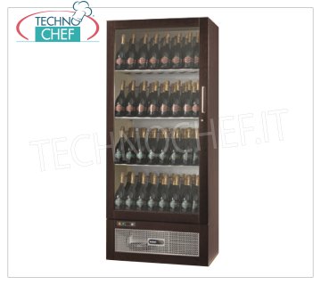Technochef - Refrigerador de vino de 1 puerta, para botellas 108/105, estático, temperatura + 6 ° / + 12 ° C. Bodega refrigerada de madera, 1 puerta de vidrio, capacidad 108/105 botellas, temperatura + 6 ° / + 12 ° C, estática, iluminación LED, V.230 / 1, Kw.0,275, peso 122 kg, dim. mm.830x551x1925h