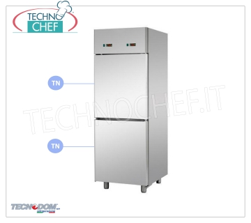 Mueble frigorífico combinado profesional 2 1/2 puertas doble temperatura 700 lt marca TECNODOM Armario frigorífico combinado 2 medias puertas, marca TECNODOM, estructura de acero inoxidable, capacidad 700 litros, temperatura dual 0°/+10°C, 0°/+10°C, refrigeración ventilada, Gastro-Norm 2/1, V. 230/ 1, Kw.0,385 + 0,385, Peso 150 Kg, dim.mm.710x800x2030h
