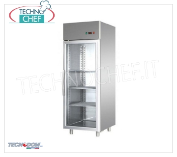 TECNODOM - Vitrina Congelador 1 Puerta Vidrio, lt.600, Mod.AF06EKOMB Congelador-Congelador 1 puerta de vidrio, marca TECNODOM, con estructura de acero inoxidable, capacidad 600 litros, baja temperatura -18°/-22°C, refrigeración ventilada, V.230/1, Kw.0,65, Peso 132 Kg, dim.mm.710x700x2030h