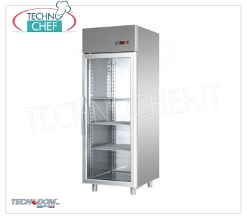 TECNODOM - Armario congelador 1 puerta cristal, 700 l, temperatura negativa Vitrina Congeladora 1 puerta de vidrio, marca TECNODOM, con estructura de acero inoxidable, capacidad 700 lts, baja temperatura -18°/-22°C, refrigeración ventilada, Gastro-Norm 2/1, V.230/1, Kw .0 ,65, Peso 144 Kg, dim.mm.710x800x2030h