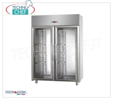 TECNODOM - Congelador-Congelador 2 puertas vidrio, lt.1200, temperatura negativa Congelador-Congelador 2 puertas de vidrio, marca TECNODOM, con estructura de acero inoxidable, capacidad 1200 litros, baja temperatura -18°/-22°C, refrigeración ventilada, V.230/1, Kw.0,7, Peso 189 Kg, dim.mm.1420x700x2030h